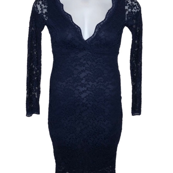 Beautiful Blue Lace Mini Dress - Picture 2 of 4